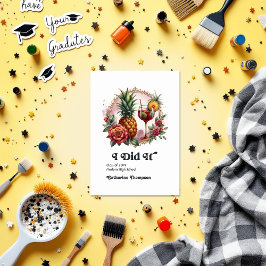 Retro  Tropisch Afstuderen Foto Aankondiging