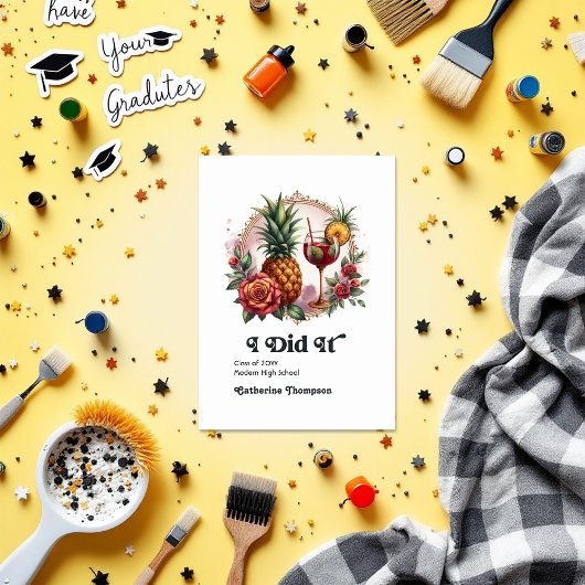 Retro Tropisch Afstuderen Foto Aankondiging