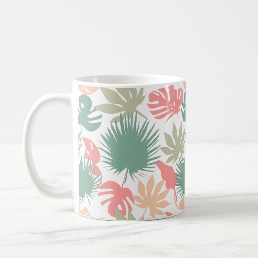 Retro, tropisch, bladeren koffiemok (Links)