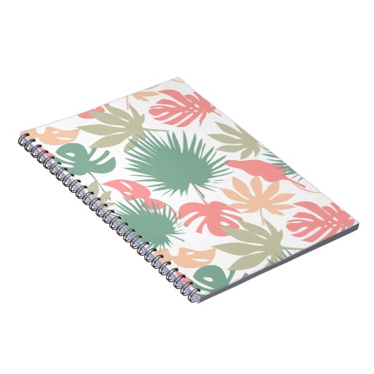 Retro, tropisch, bladeren notitieboek (Rechterzijde)