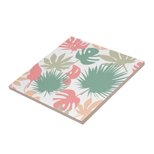 Retro, tropisch, bladeren tegeltje (Zijkant)