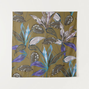 Retro Tropisch bos botanische motifs verspreid Wandkleed