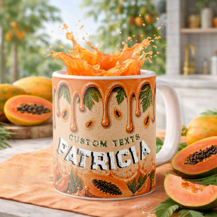 Retro Tropisch Feest Papaja Fruit Thema Aangepast Koffiemok