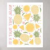 Retro tropisch fruit Zomertijd Ananas Poster (Voorkant)