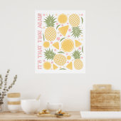 Retro tropisch fruit Zomertijd Ananas Poster (Keuken)