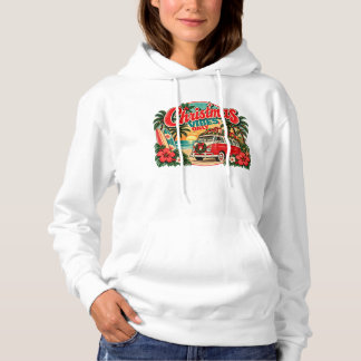 Retro Tropisch Kerststrand Vintage Vakantie Hoodie