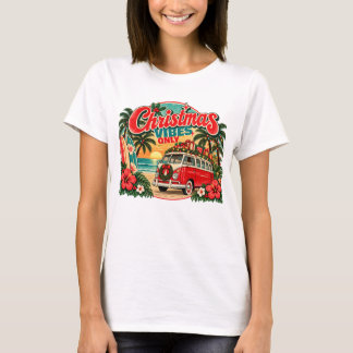 Retro Tropisch Kerststrand Vintage Vakantie T-shirt