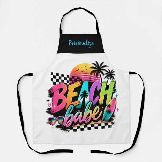Retro Tropisch Persoonlijk Strandmeisje-ontwerp Schort (Voorkant)
