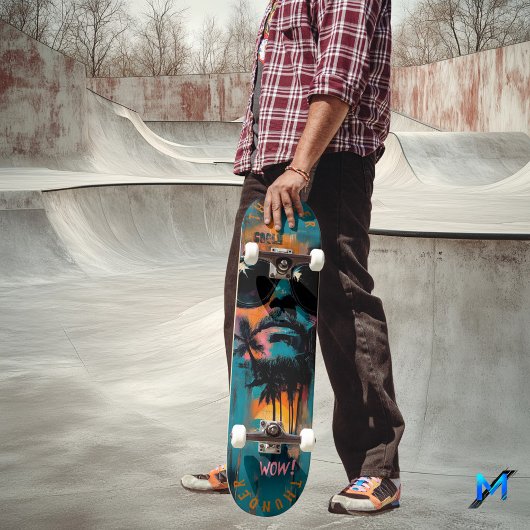 Retro Tropisch Portret met Pop Art Vibes - Cool Persoonlijk Skateboard