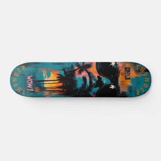 Retro Tropisch Portret met Pop Art Vibes - Cool Persoonlijk Skateboard (Horizontaal)