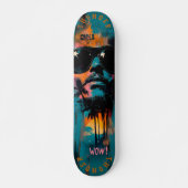 Retro Tropisch Portret met Pop Art Vibes - Cool Persoonlijk Skateboard (Voorkant)