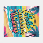Retro Tropisch Strand Hello Sunshine Fleece Deken (Voorkant (Horizontaal))