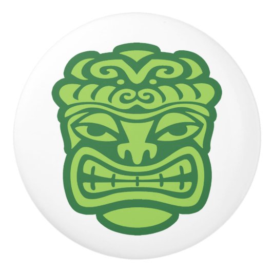 Retro Tropisch Tiki Strand Keramische Knop (Voorkant)