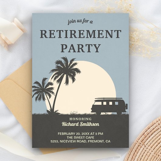 Retro Tropisch Uitnodiging voor Pensioenfeest van