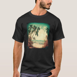 Retro  Tropisch Zee Strand Palm Ocean W T-shirt