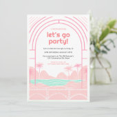 Retro Tropische 16e poolfeest Verjaardag Kaart (Staand voorkant)