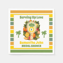 Retro Tropische Ananas Pickleball Bruidsfeest Servet