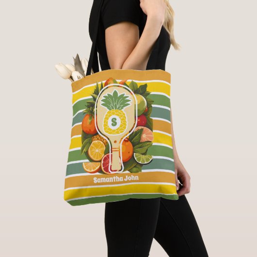 Retro Tropische Ananas Pickleball Bruidsmeisje Tote Bag (Dichtbij)