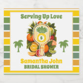 Retro Tropische Ananas Pickleball Bruiloft Feest Sparkling Wijnetiket (Enkel label)