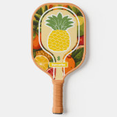 Retro Tropische Ananas Pickleball Bruiloft Pickleball Paddle (Achterkant)