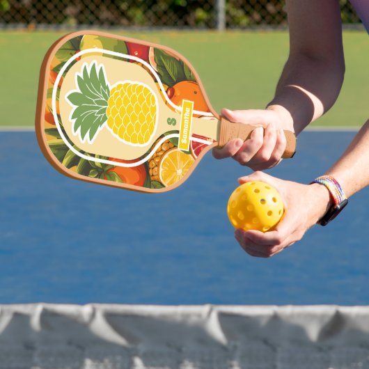 Retro Tropische Ananas Pickleball Bruiloft Pickleball Paddle (Insitu)