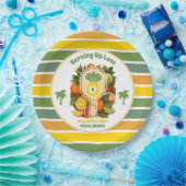 Retro Tropische Ananas Pickleball Bruiloftsfeest Papieren Bordje (Feest)