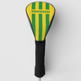 Retro Tropische Banaan Drie Speldstrepen met Naam Golfheadcover