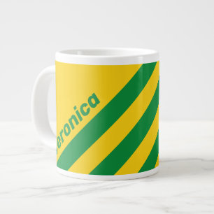 Retro Tropische Banaan Drie Strepen met Naam Grote Koffiekop