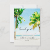 Retro Tropische Bestemming Foto Strand Wedding Bedankkaart (Voorkant)