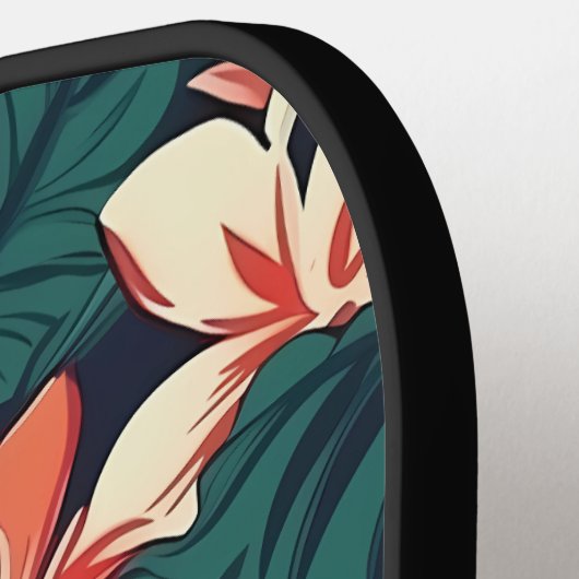 Retro Tropische bladeren Bloemen Monogram Initiale Pickleball Paddle (Links Detail)