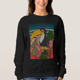 Retro Tropische Bloemen Exotische Vogel Dier Touca Trui