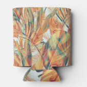 Retro Tropische Bloemen Naadloos Blikjeskoeler (Achterkant)