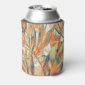Retro Tropische Bloemen Naadloos Blikjeskoeler (Blikje Achterkant)
