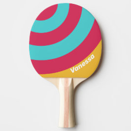 Retro Tropische Bries Cirkel Streep met Naam Tafeltennisbatje