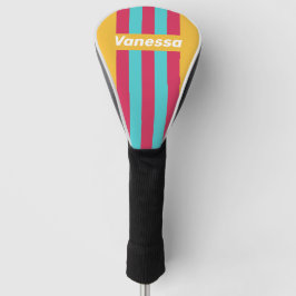 Retro Tropische Bries Pin Strepen met Naam Golfheadcover