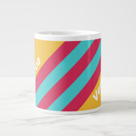 Retro Tropische Bries Strepen met Naam Grote Koffiekop
