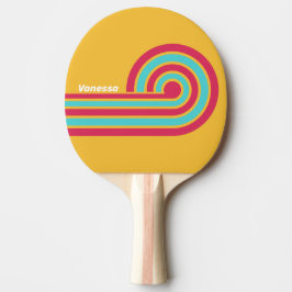 Retro Tropische Bries Strepen met Naam Tafeltennisbatje