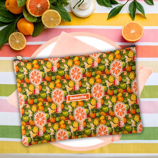 Retro Tropische Citrus Pickleball Bruidsdouche Etui