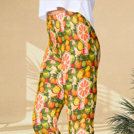 Retro Tropische Citrus Pickleball Bruidsdouche Leggings