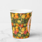 Retro Tropische Citrus Pickleball Bruidsdouche Papieren Bekers (Rechts)