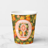 Retro Tropische Citrus Pickleball Bruidsdouche Papieren Bekers (Voorkant)