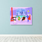 Retro Tropische Cocktail Party Canvas Print (Insitu (Houten vloer))