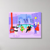 Retro Tropische Cocktail Party Canvas Print (Voorkant)