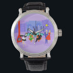 Retro tropische cocktail Party Watch Horloge<br><div class="desc">Deze Retro Tropical Cocktail Party Watch is in detail. Het ontwerp van de cartoon kenmerkt het type van willens en wetens gesofisticeerde cocktailparty dat normaal slechts in films van de jaren '60 wordt gezien. Er is een moderne woonkamer uit het midden van de eeuw gevuld met feestjes die genieten van...</div>