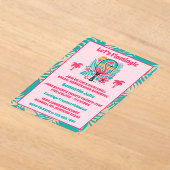 Retro Tropische Flamingo Pickleball Bruidsmeisjesf Acryl Uitnodigingen (Laagn)