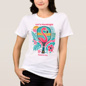 Retro Tropische Flamingo Pickleball Bruidsmeisjesf Tri-Blend Shirt (Voorkant)