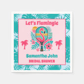Retro Tropische Flamingo Pickleball Bruidsmeubije Servet (Voorkant)