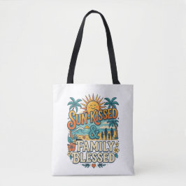 Retro Tropische Gezinsvakantie & Strand Reünie Tote Bag