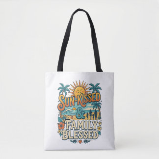 Retro Tropische Gezinsvakantie & Strand Reünie Tote Bag