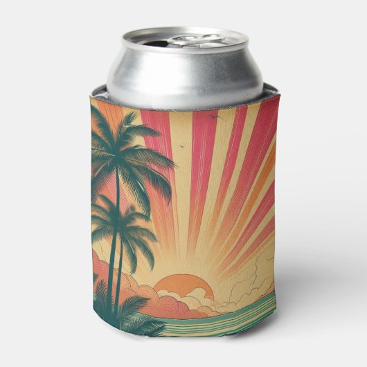 Retro/ tropische/Hawaïaanse zonsondergang Blikjeskoeler (Blikje Voorkant)